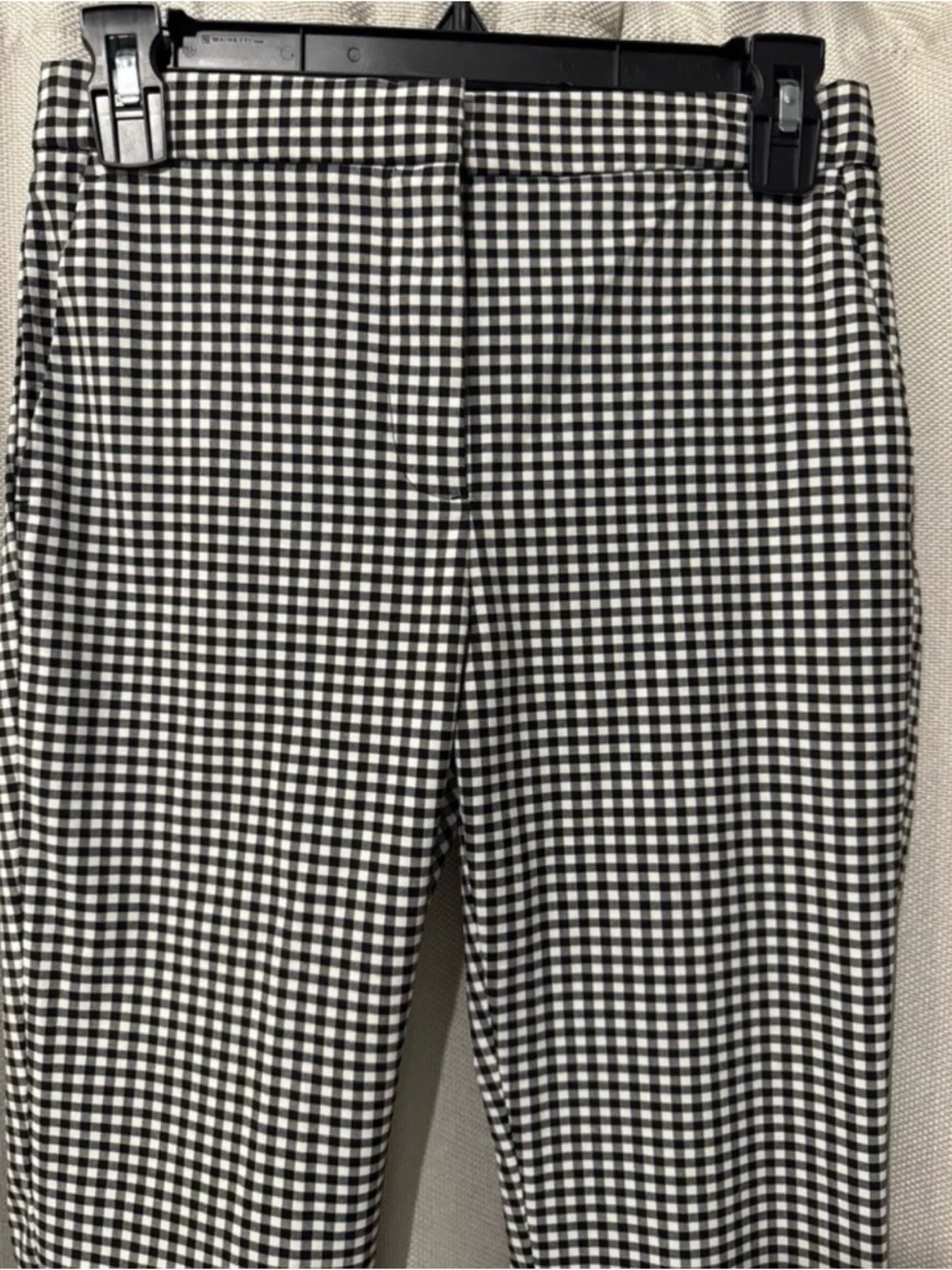 Zara Gingham Pants Black White Plaid Slim Straight Small - Picture 3 of 6